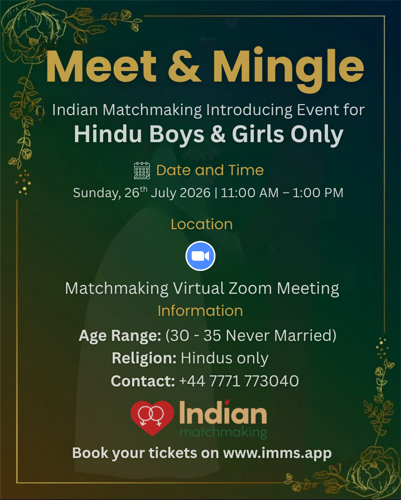 UK Hindu Singles Matchmaking Ages 30-35 Never Married - Online